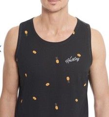 Hurley Men’s Small The One & Only Graphic Tank Top Soft Cotton Pineapple Black