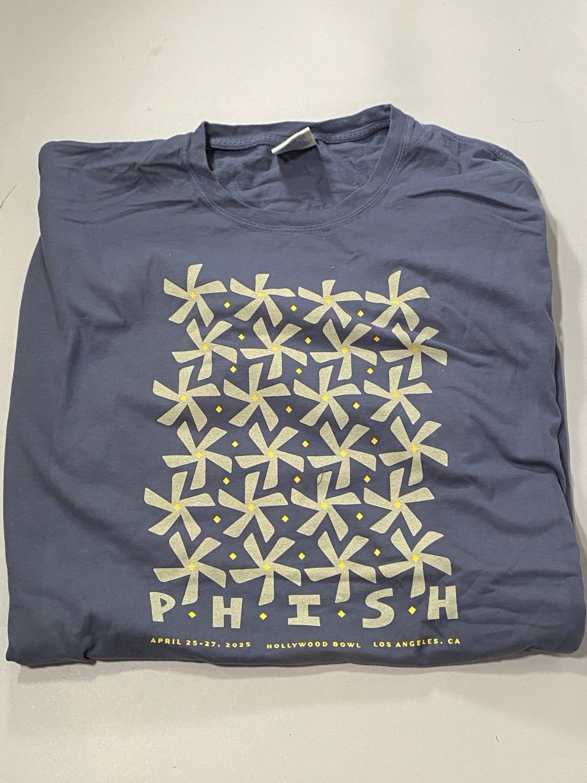 PHISH Authentic Dry Goods Spring 2025 Tour T-Shirt Hollywood Bowl Tee XXL Blue