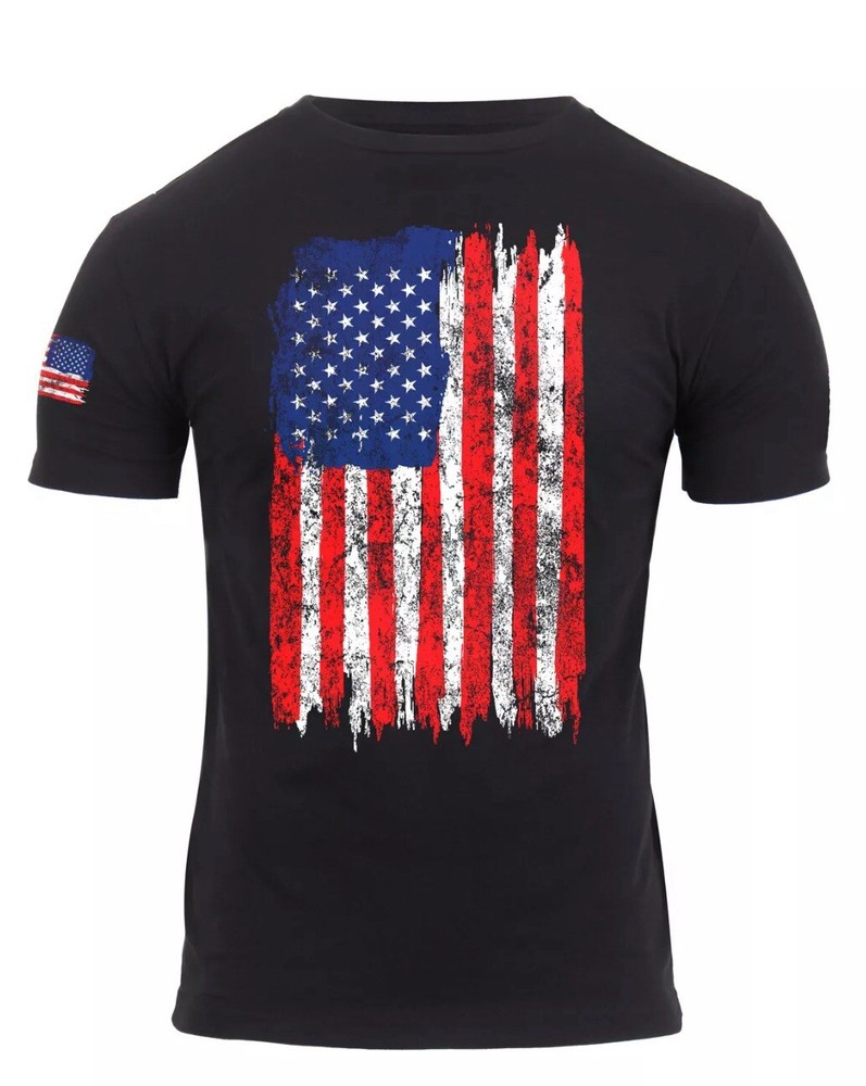 Rothco Distressed US Flag Athletic Fit T-Shirt – Black – Size M