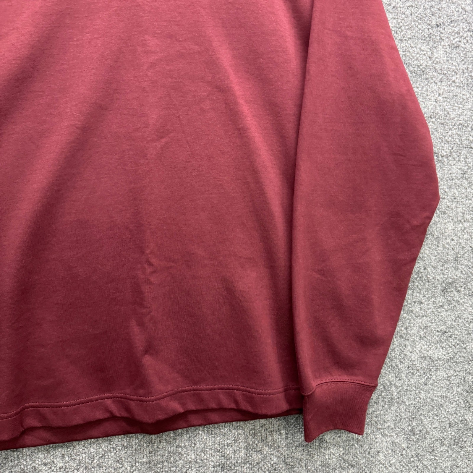 Uniqlo U Mock Neck Long Sleeve Shirt Mens L Burgundy Heavyweight Casual Tee gallery