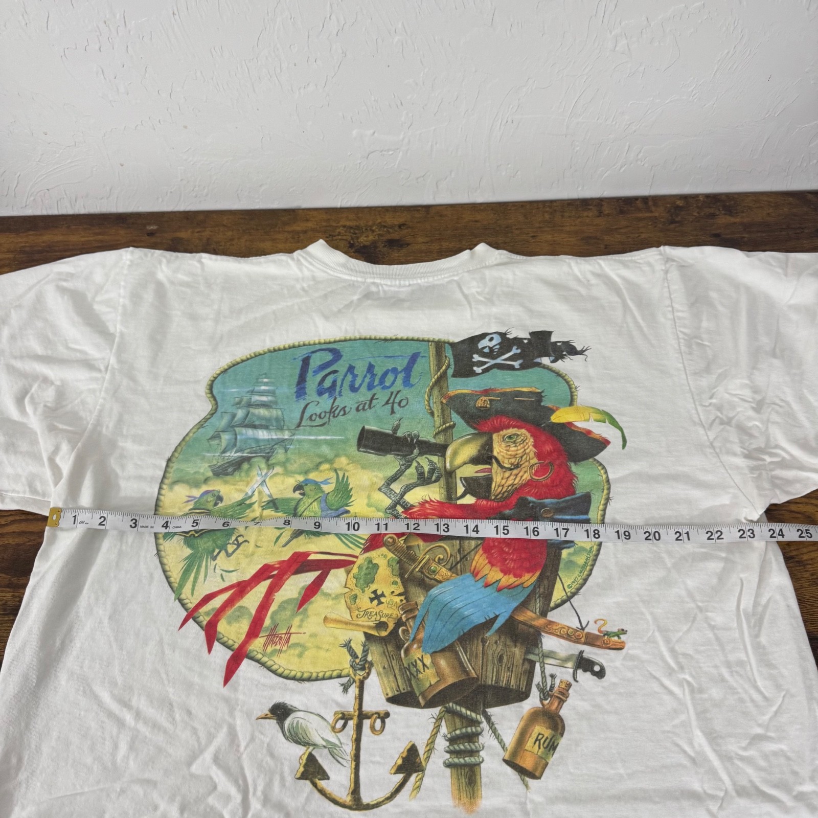 caribbean soul shirt Mens 2XL Short Sleeve White Parrot Crew neck Pirate Rum gallery