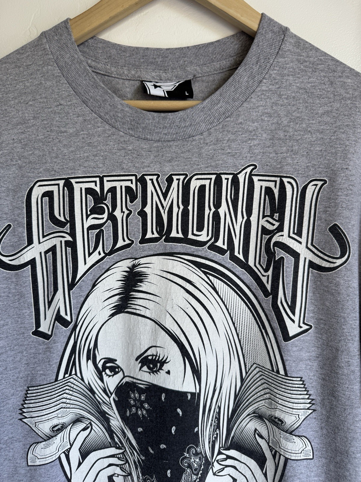 Y2k Famous Stars & Straps “Get Money” T-Shirt SZ Lg gallery