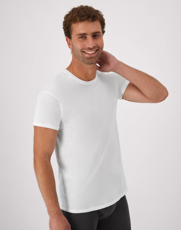 Hanes Men's White Crewneck T-Shirt 6-Pack Undershirt Tee TAGLESS FreshIQ Comfort gallery