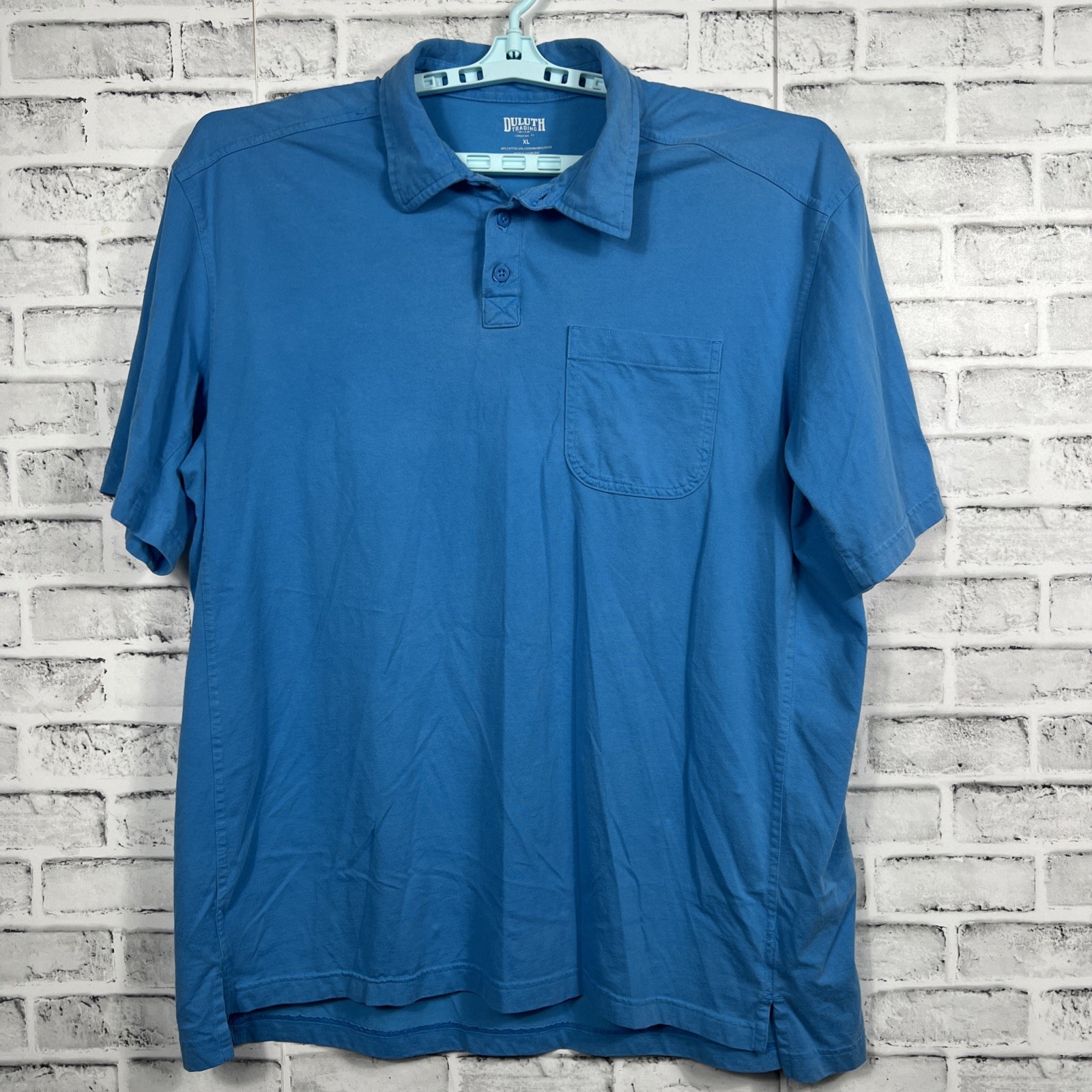 Duluth Shirt Mens XL Longtail Short Sleeve Polo Blue Workwear Casual gallery