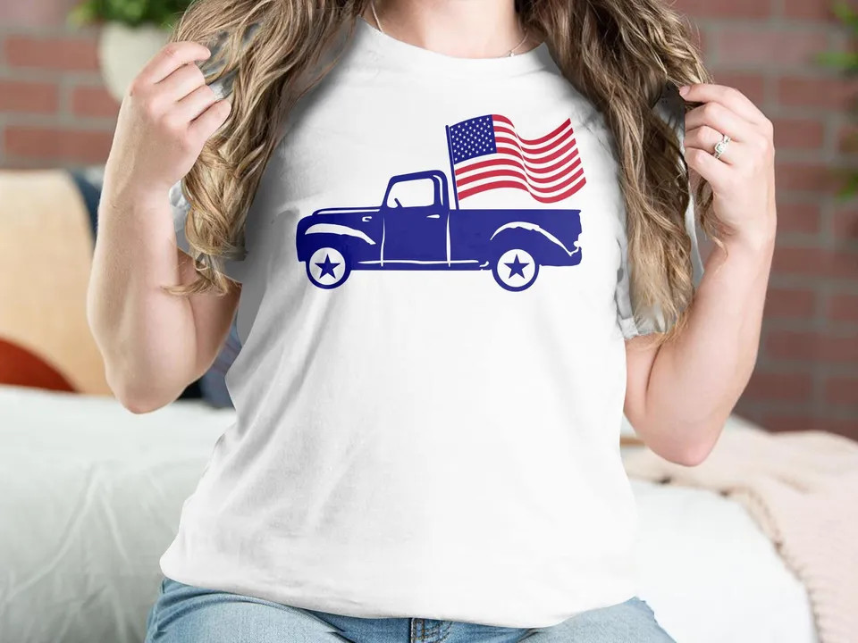 Patriotic Old Truck Unisex T Shirt, 4th Of July Gift gallery