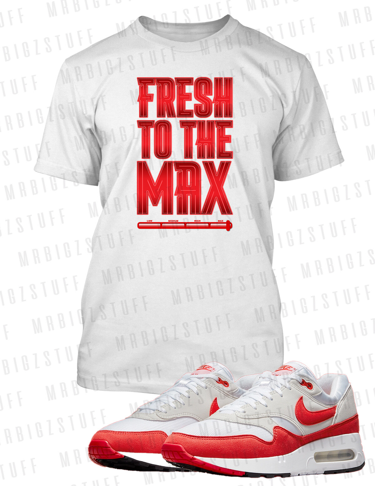 Fresh To The MAX Sneaker Tee Shirt To Match Max 1 86 Big Bubble Black White gallery