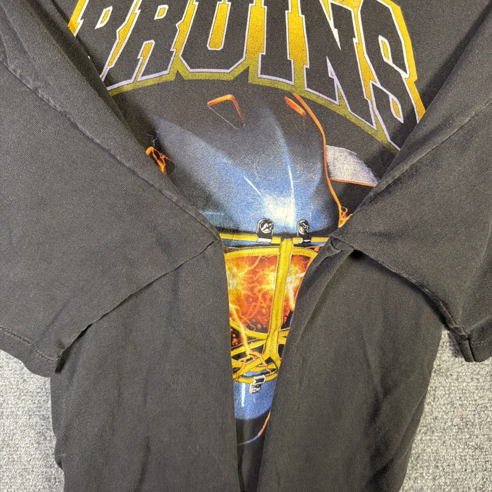 Vintage Boston Bruins Shirt Mens XL Black 90s Hockey NHL Helmet Sports Salem gallery