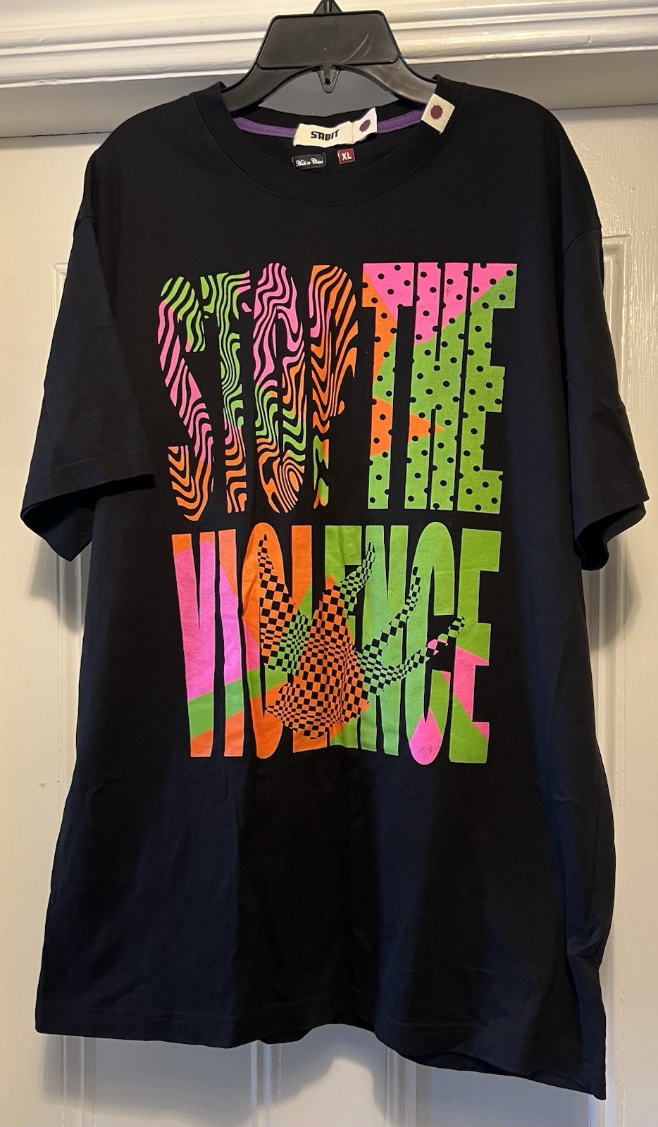Authentic Sabit NYC Stop the Violence vintage black multicolor tee t-shirt XL gallery