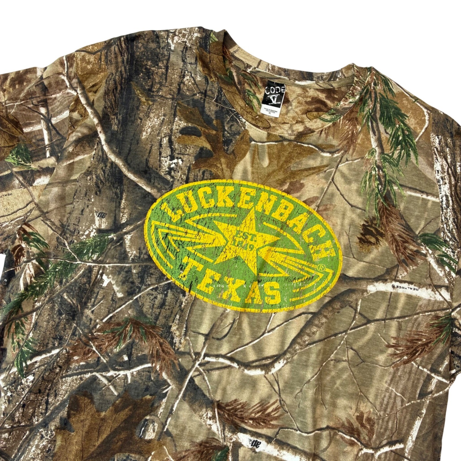 Code V T-Shirt Men XL Camo Luckenbach Texas Realtree Graphic Tee Souvenir gallery