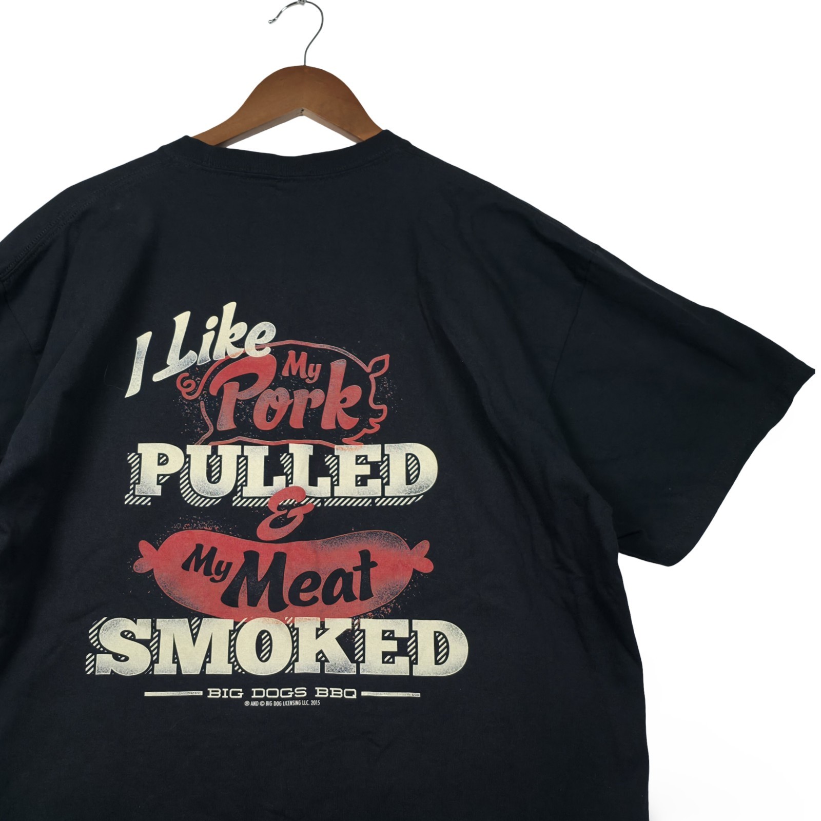 Big Dogs BBQ Shirt XL Black Cotton I Like My Pork Pulled My Meat Smoked Funny T