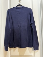 NWT Gap Navy Blue Crew Neck Long Sleeve Waffle Thermal Tee Medium Length 27”