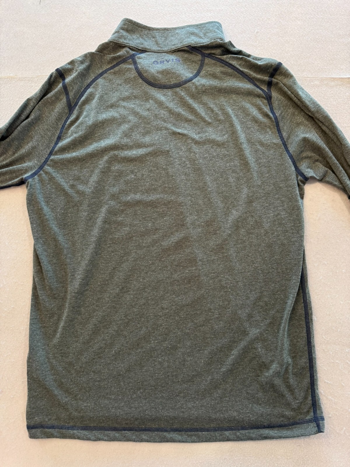 ORVIS Shirt Men's Medium Green 1/4 Zip Pullover Stand Collar Knit Outdoor Layer gallery
