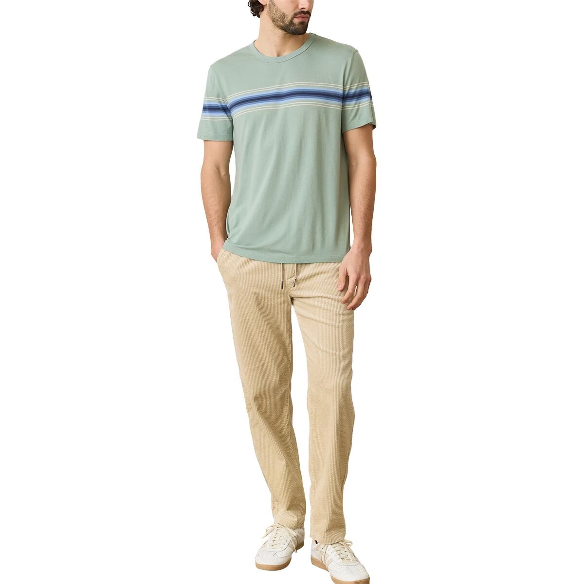 Marine Layer Signature Crew Stripe T-Shirt - Men's Iceberg Green, XXL gallery
