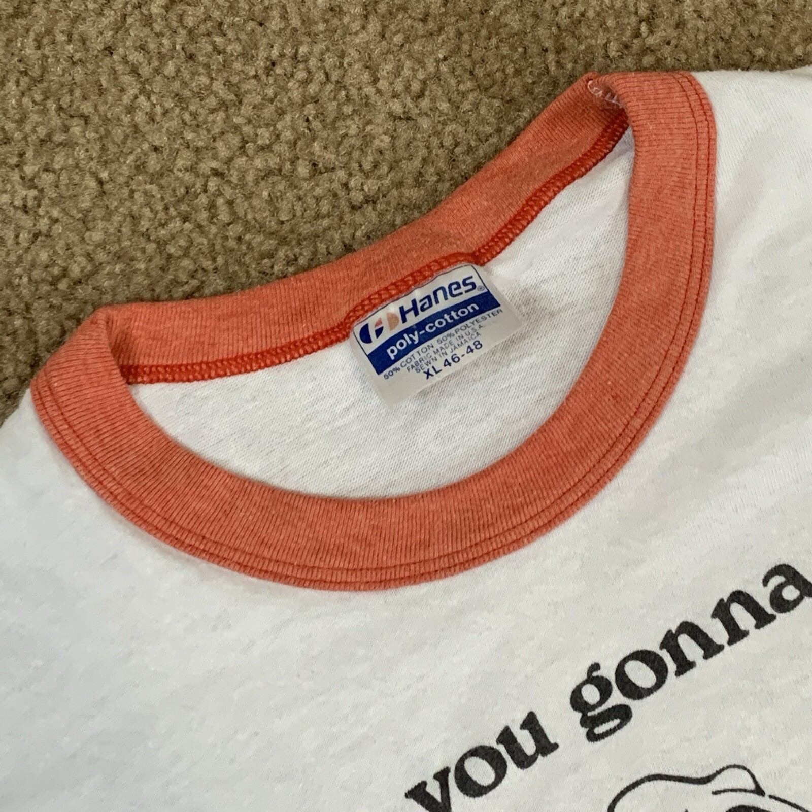 Hanes SMOKE BUSTERS Adult XL Short Sleeve Ringer Graphic T VTG 80s Poly Cotton gallery