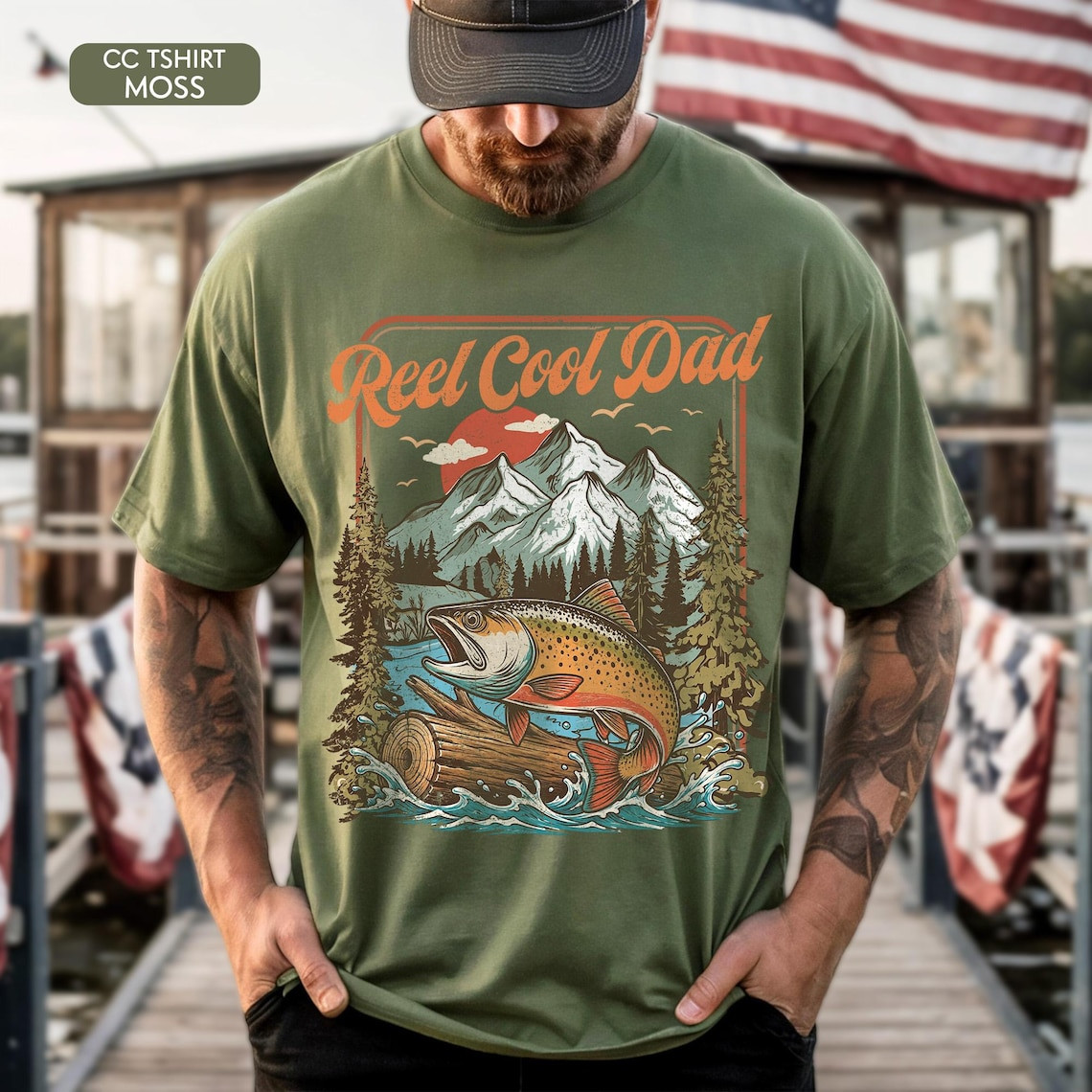 Comfort Colors Reel Cool Dad Fishing Shirt Father's Day Gift For Husband Men Tee gallery