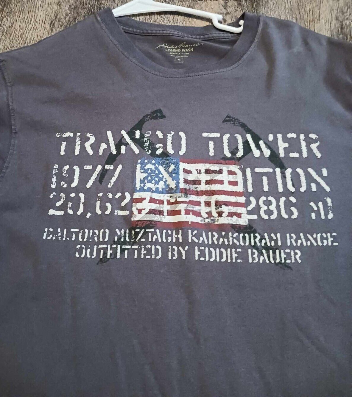 Eddie Bauer Trango Tower Graphic T-shirt Mens Medium Gray Solid 100% Cotton gallery