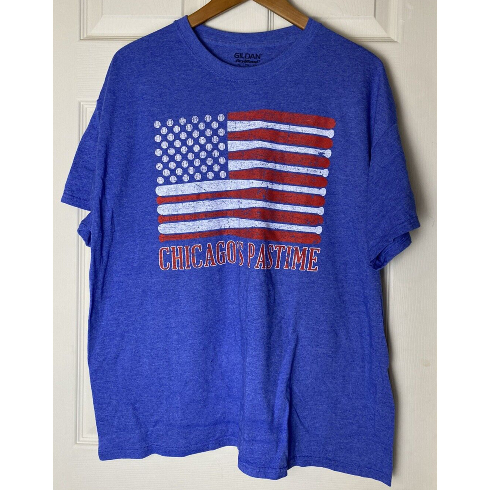 Gilden Dry blend American Flag America T Shirt Blue Size XL KO2 Baseball gallery