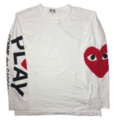 Play Comme Des Garcons Long Sleeve Tee Shirt Size XL Made In Japan White