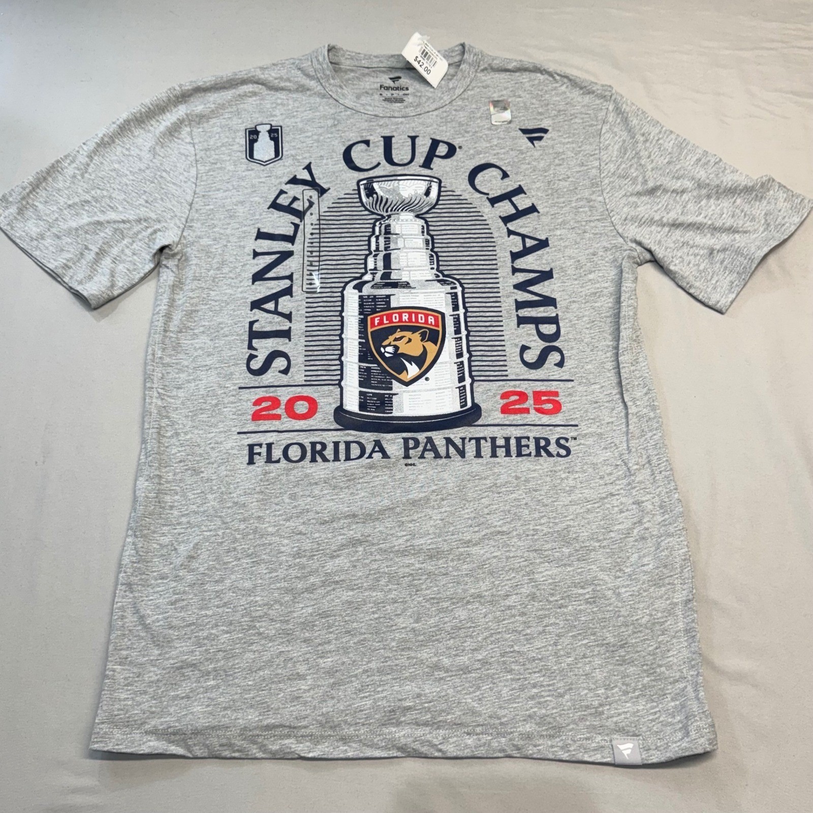 Fanatics Florida Panthers Stanley Cup Champs 2025 T Shirt Gray NHL Hockey S gallery