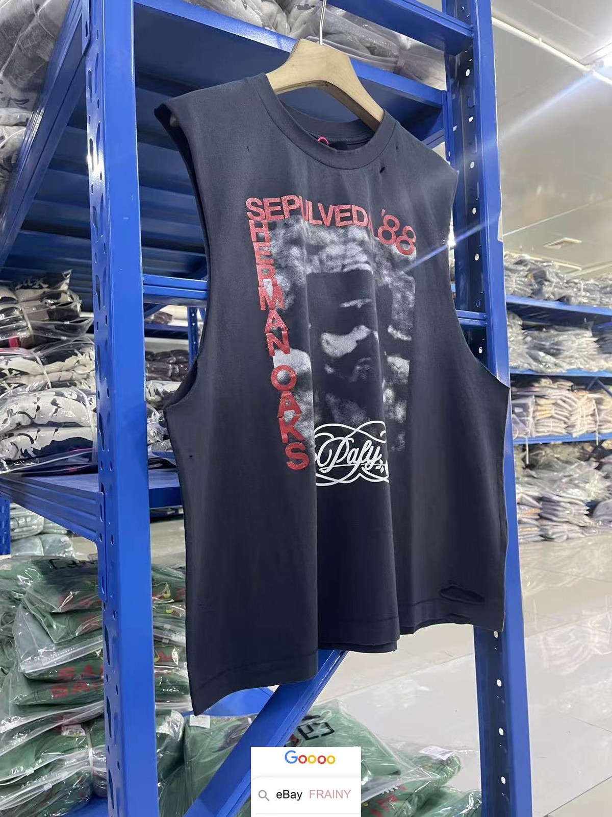 VINTAGE MEN BLACK T SHIRT VEST DISTRESSED PALY HIPHOP HIGH STREET SLEEVELESS TOP gallery