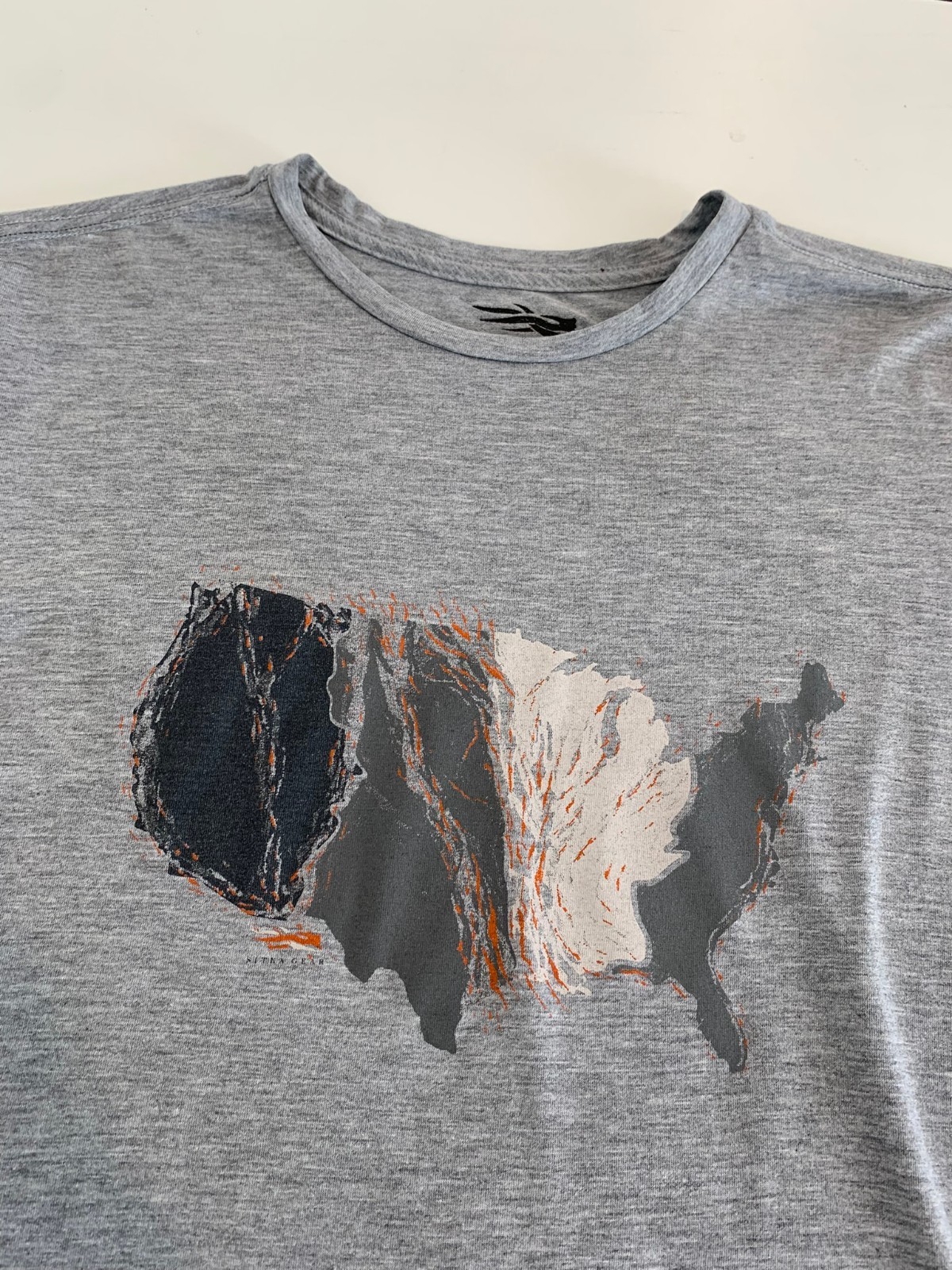 Sitka T Shirt Medium Gray USA Map Outdoor Hunting Sportsman Fishing American gallery