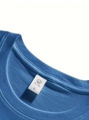 Men’s Classic Solid Plain Cotton Round Hem Scallop Essentials Tshirt S-2XL
