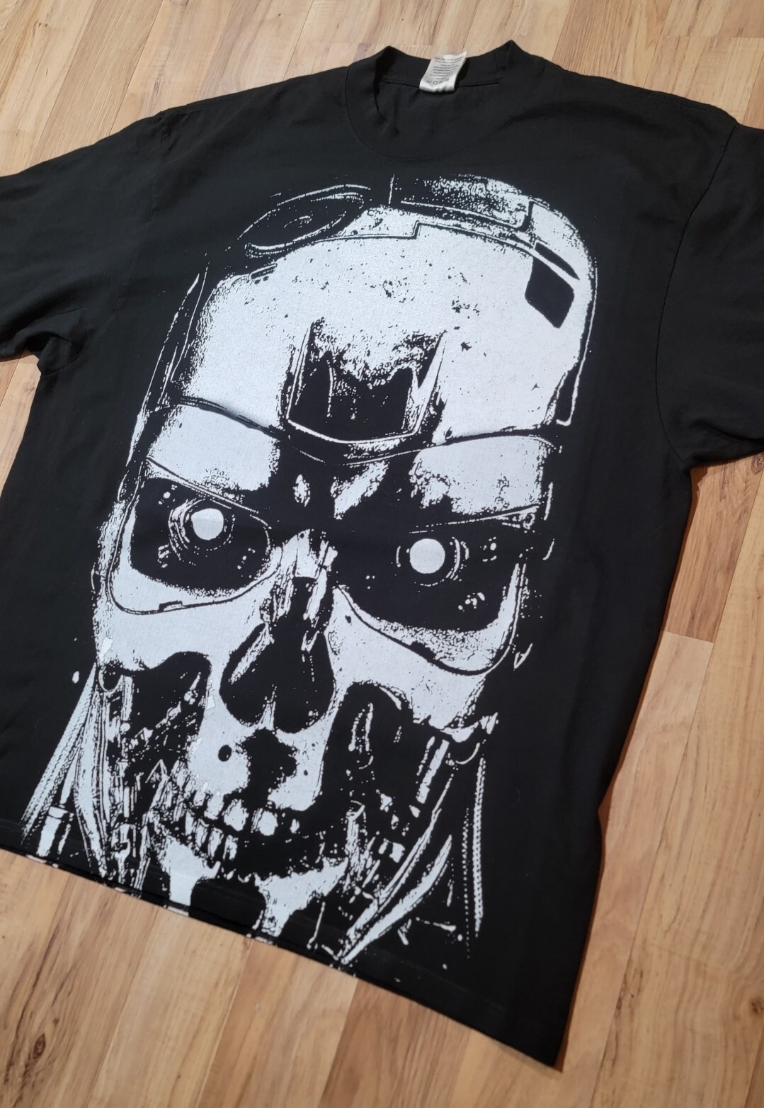 TERMINATOR JUMBO WHITE PRINT ON A SHAKA HEAVYWEIGHT GARMET DYED T SHIRT "MODERN" gallery