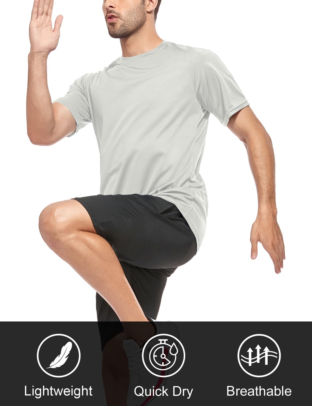 5 Pack Men's Dry Fit Workout Gym T Shirts, Short Sleeve Active Running Athlet... gallery
