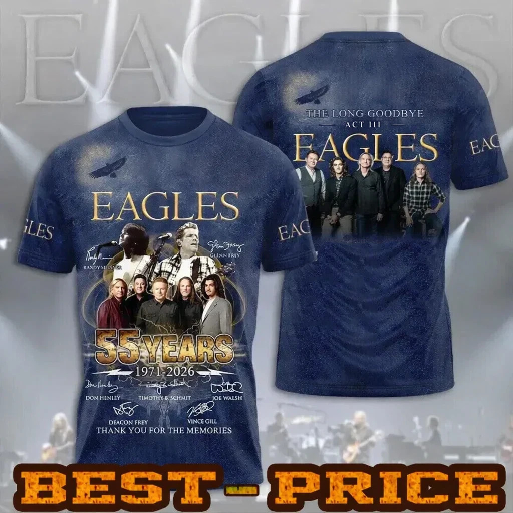 The Eagles 55th Anniversary The Long Goodbye Act III Tour 2026 AOP T-Shirt S-5XL