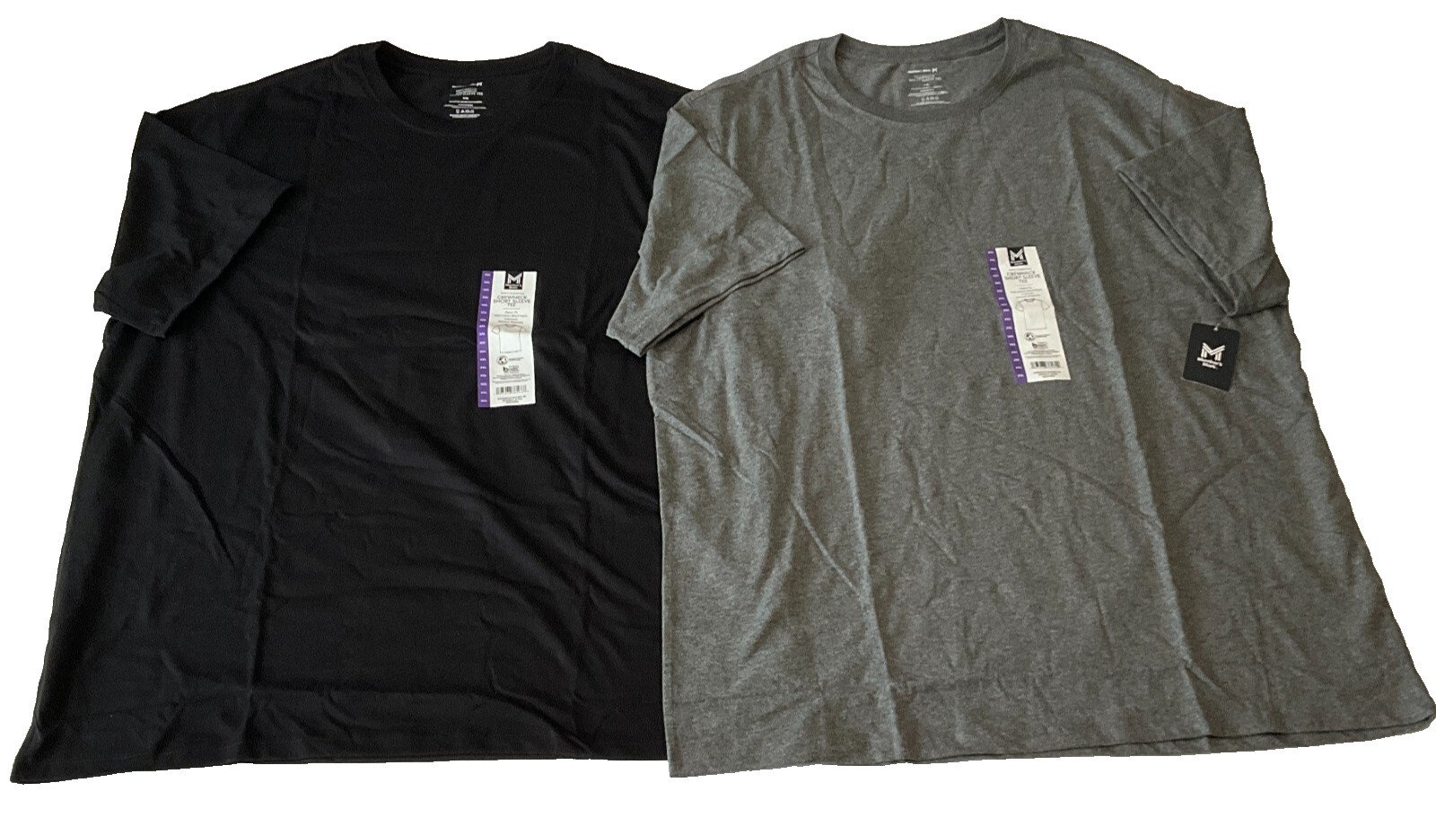 Members Mark Short Sleeve T Shirts Mens Size 2XL Black Gray Crewneck 2 Shirts