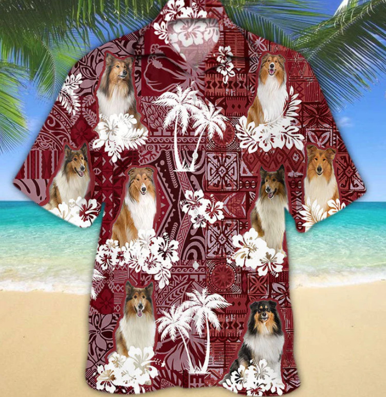Rough Collie Summer Beach 3D Hawaiian Shirt Unisex S-234XL Gift Funny