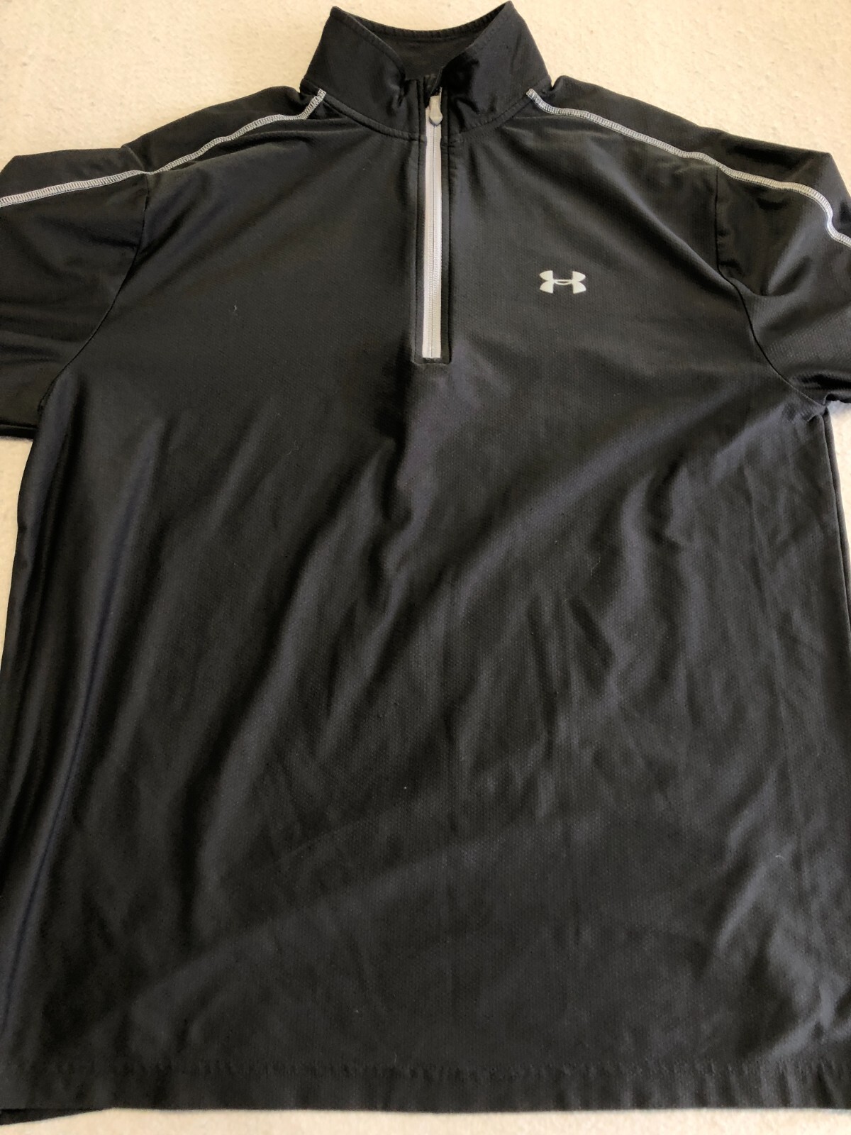 Under Armour Shirt Mens Extra Large Black 1/4 Zip Stand Collar Activewear Knit gallery