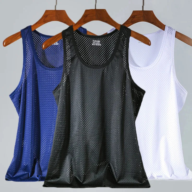 Men Ice Silk Tank Top Men'S Trendy Mesh Breathable Quick Drying Sports gallery