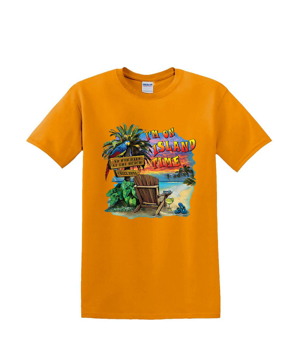 T-Shirt S to 2XL 3XL - ISLAND TIME relax resort neon fun adult gallery