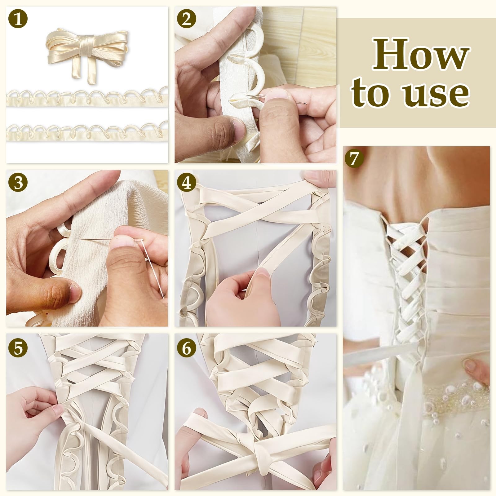 Adjustable Fit Satin Corset Back Kit Women's Wedding Dress Corset Kit Loops D... gallery