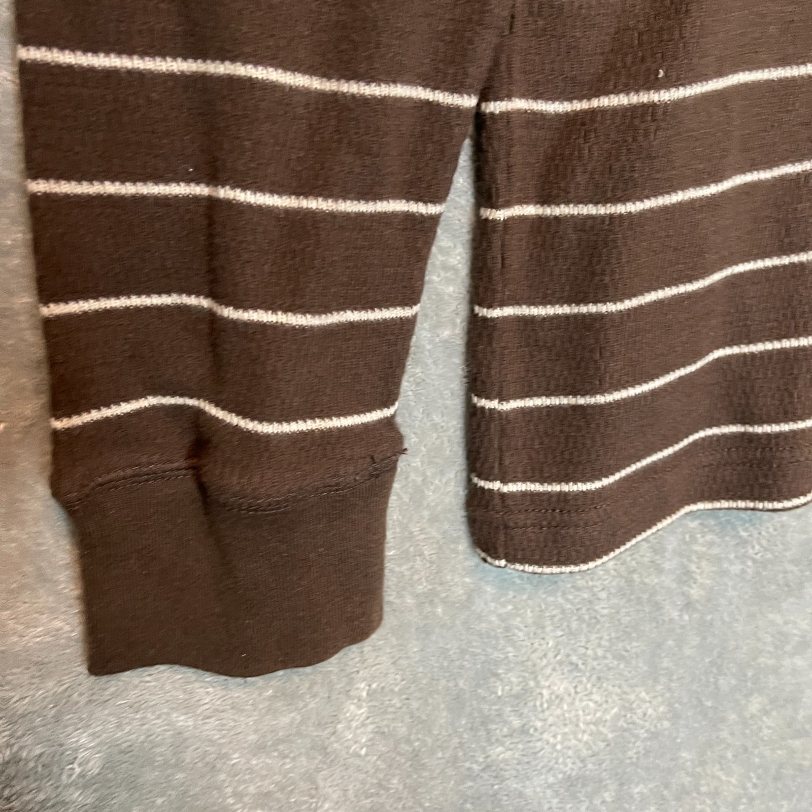 Old Navy Men Size L Classic Rugged Outdoor Striped Crewneck Thermal Shirt Brown gallery
