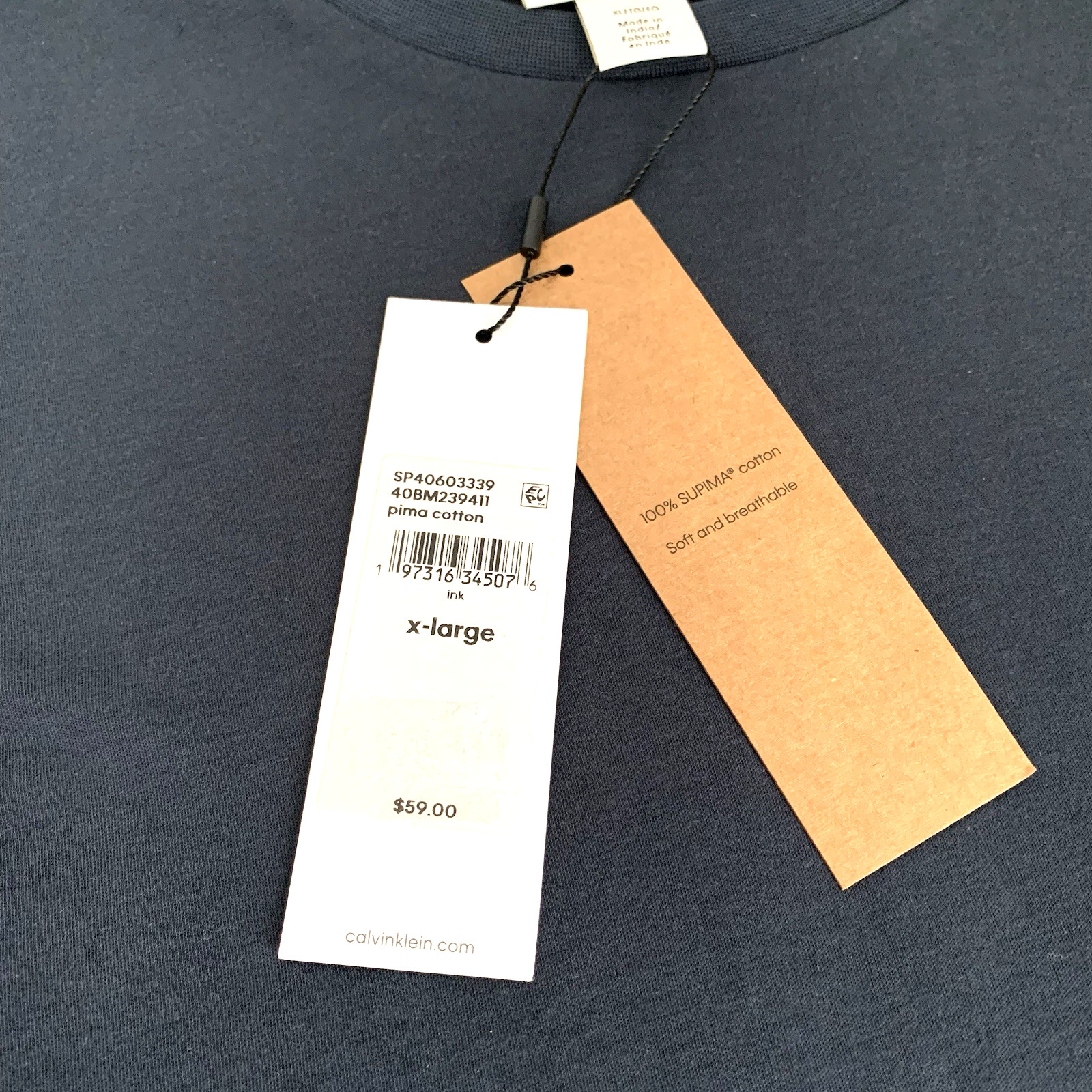Calvin Klein Mens XL Short-Sleeve Supima Cotton Soft Interlock T-Shirt Ink Blue gallery
