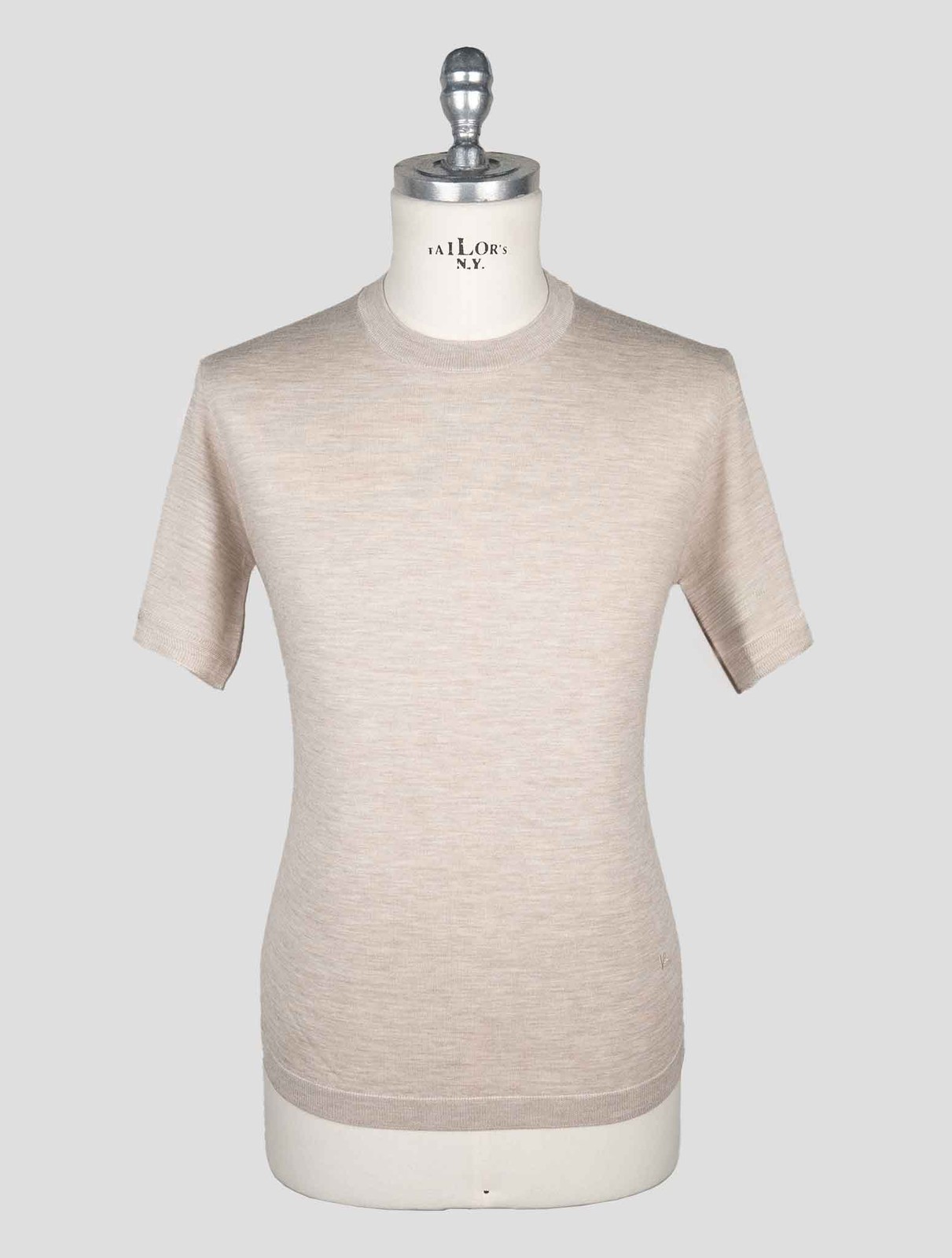 NEW ISAIA BEIGE WOOL SILK CASHMERE T-SHIRT EU 56 - US 46 - 2XL I147 gallery