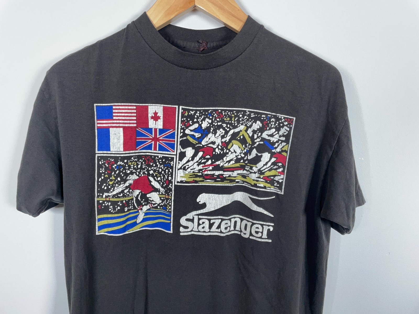 80s Slazenger T-Shirt Adult Large Black Single Stitch Track & Field USA Made gallery