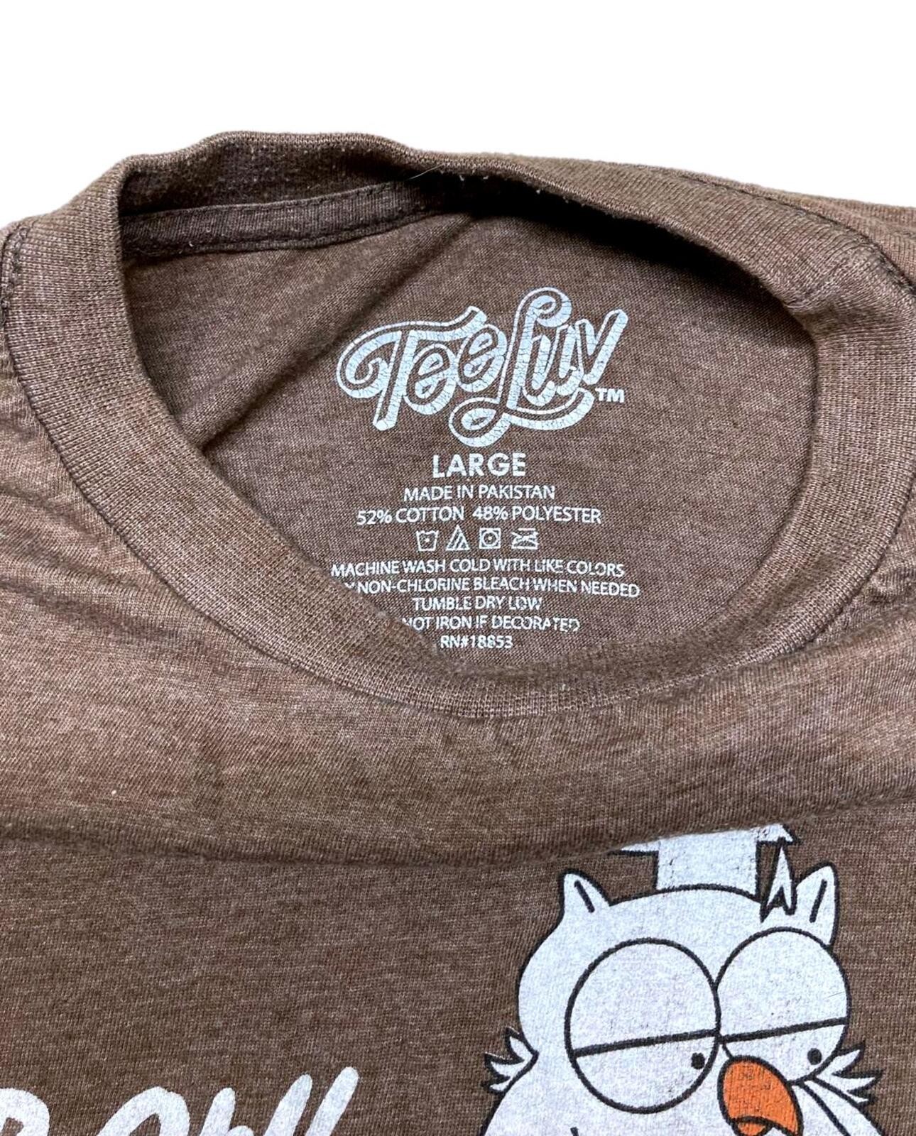 TeeLuv Mr. Owl "How Many Licks Does It Take?" Graphic T-Shirt Brown Size L gallery