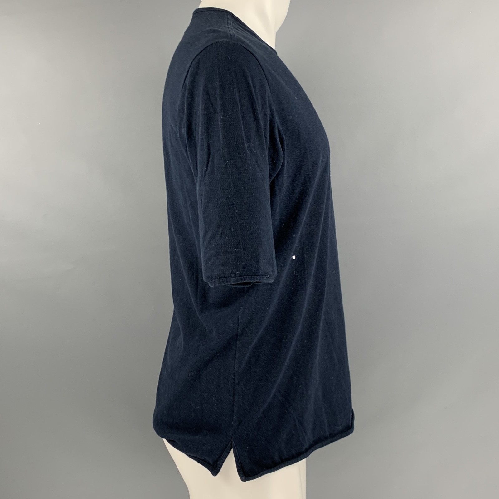 CAMO Size M Navy White Embroidery Cotton Polyamide Crew Neck T-shirt gallery