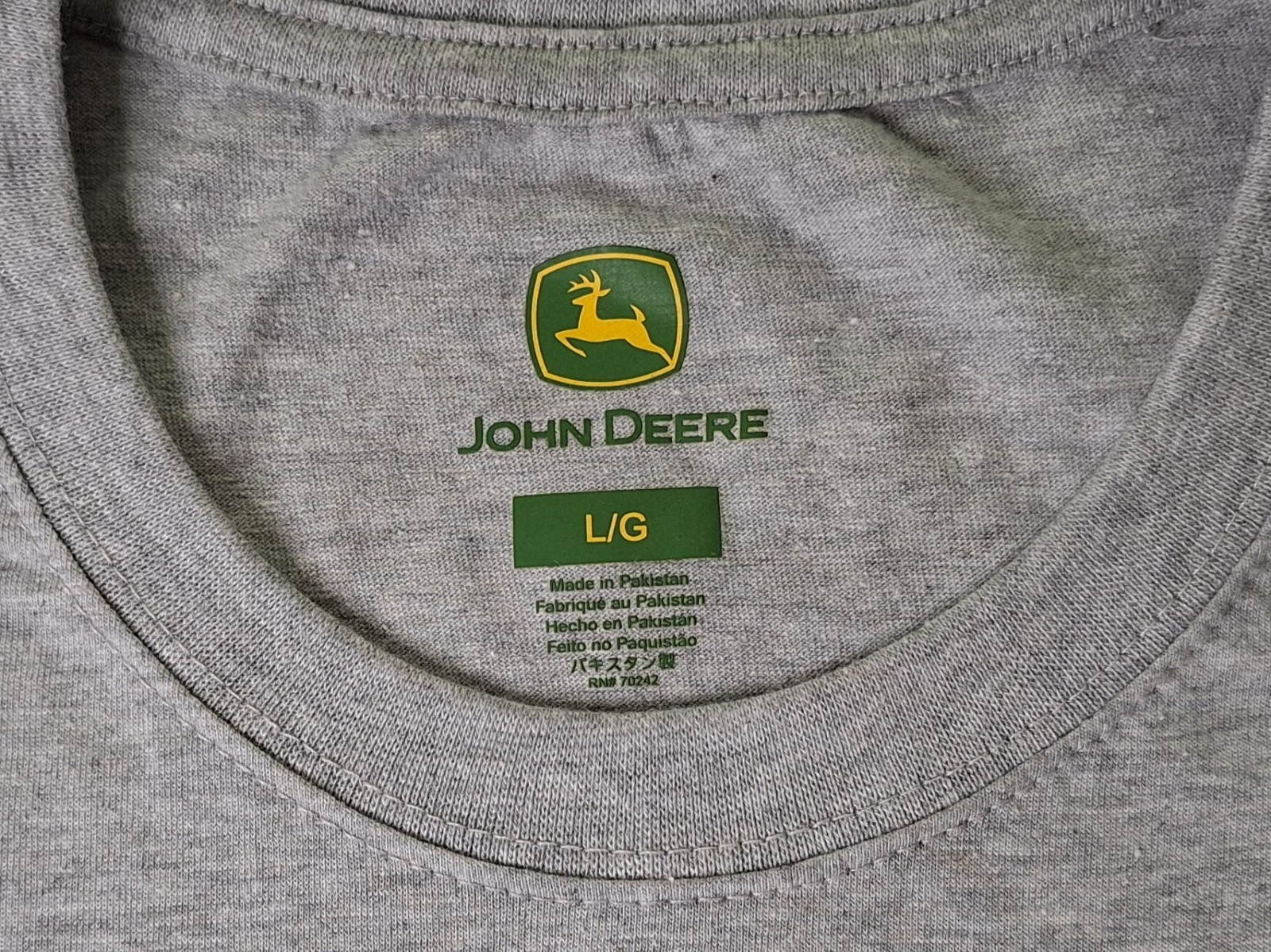 John Deere Logo Grey Cotton Blend T-shirt Size L gallery