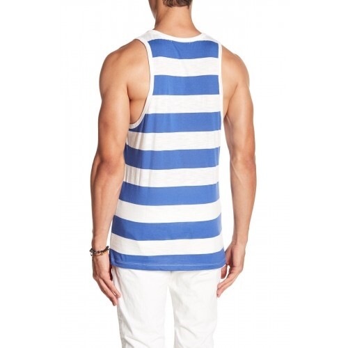 Slate & Stone 150951 Men's Stripe Printed Tank Scoop Neck Shirt Blue White Sz. L gallery