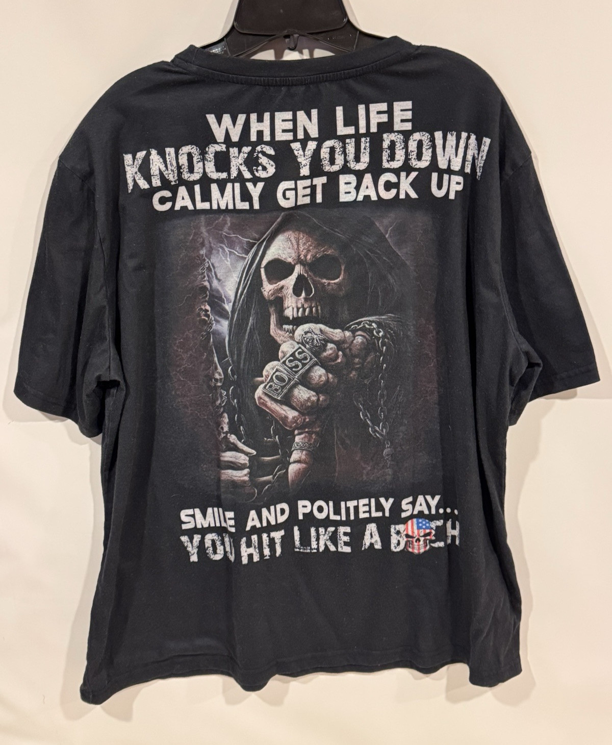 When Life Knocks You Down, Calmly Get Back Up Smile and Politely Say T-Shirt XL