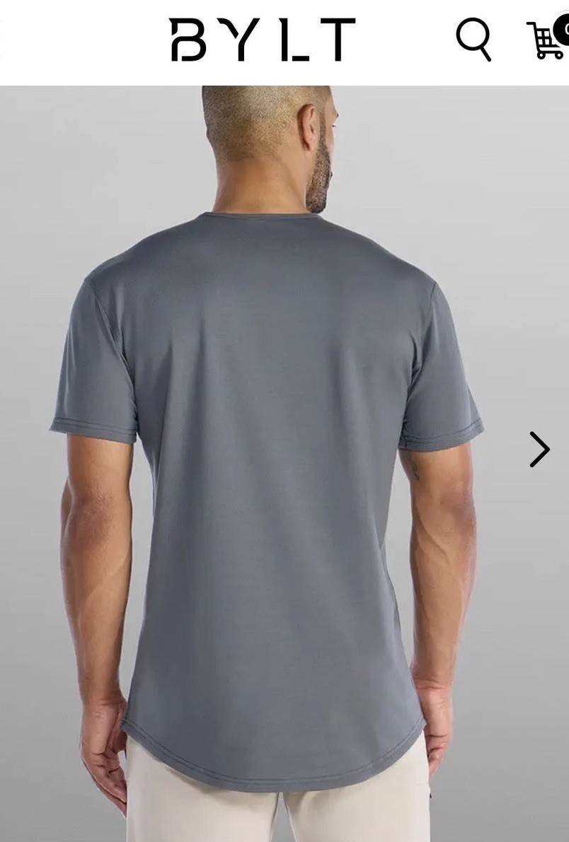 BYLT Signature Basics Men's S/S Blend, Size Medium Drop Cut Shirt NWT Dusty Teal gallery