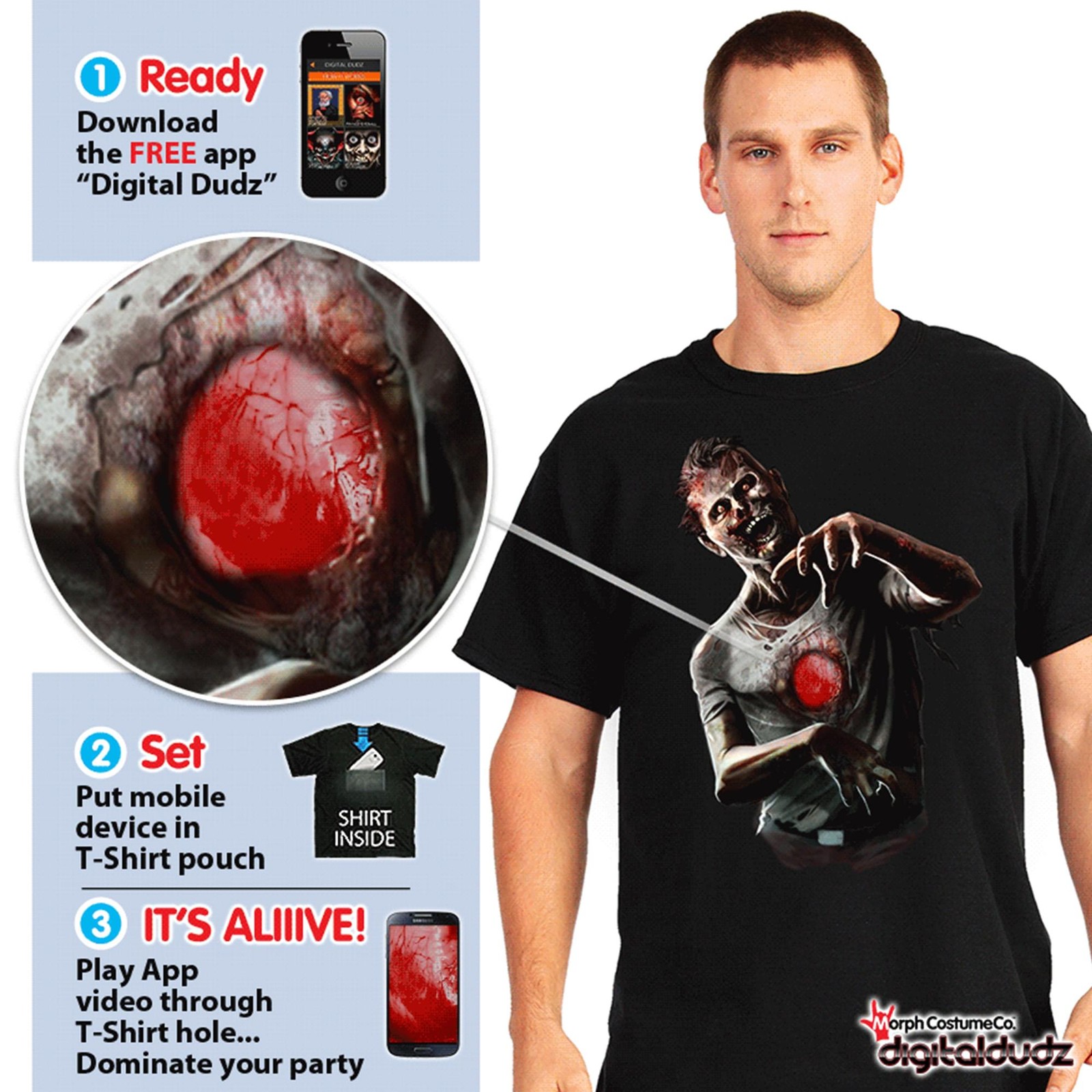 Digital Dudz Beating Heart Zombie Adult T-Shirt gallery