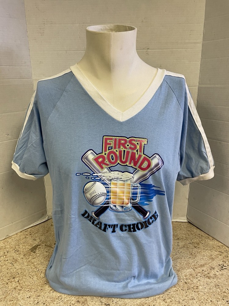 Vintage First Round Draft Choice Beer League Baseball T Shirt XL bantam Single