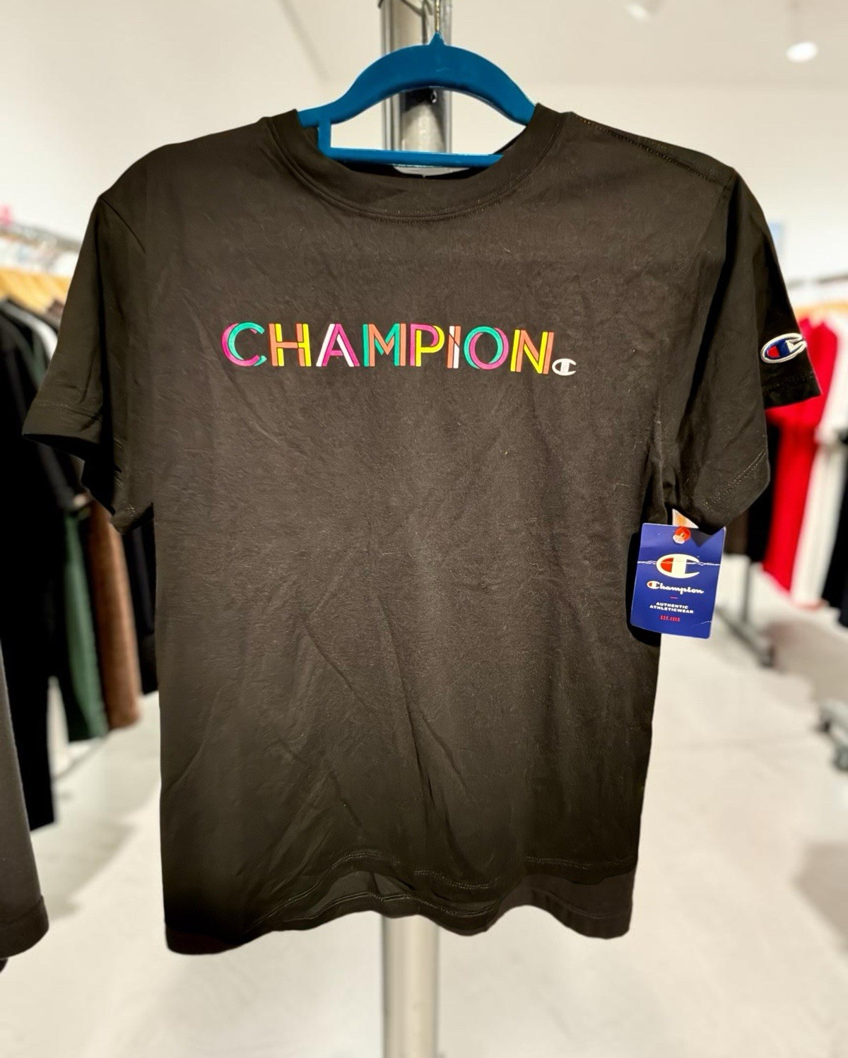 Champion Authentic Athleticwear Black Logo Graphic Crewneck Tee Short Sleeve m gallery