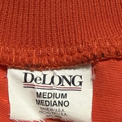 DeLong USA Vintage Nylon Pullover Shirt Medium Orange Black Stripe Drawstring