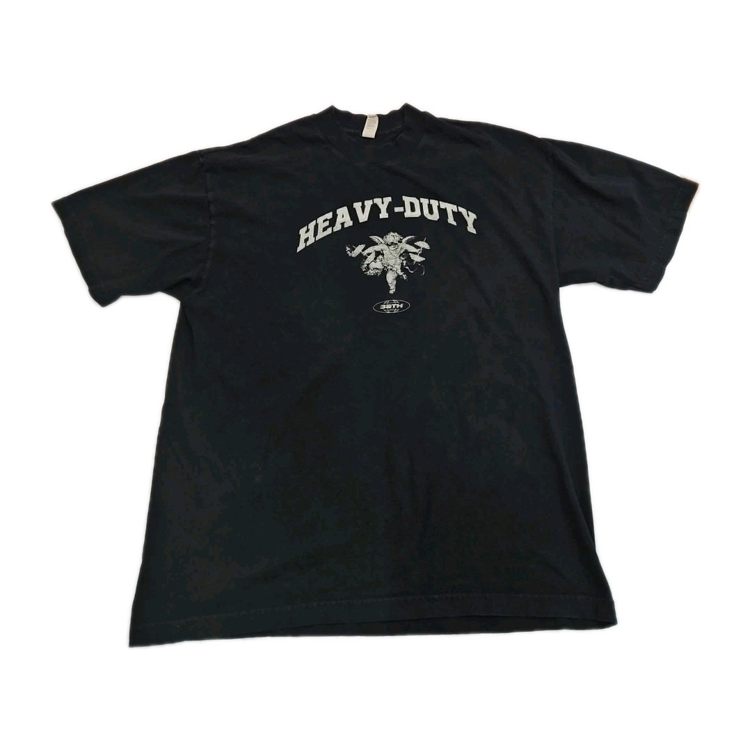 HEAVY DUTY 6.5 OUNCE Brand Mens Black T Shirt Workout Angel With Weights gallery